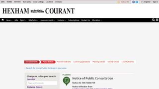 
                            6. Notice of Public Consultation | Hexham Courant