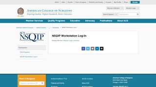 
                            2. NSQIP Workstation Log-In - American College of Surgeons