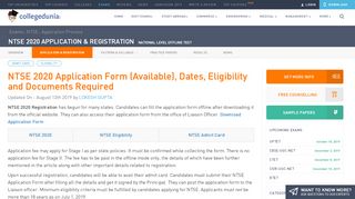 
                            10. NTSE 2020 Registration (Open)-Direct Link, State-wise NTSE ...