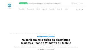 
                            8. Nubank anuncia saída da plataforma Windows Phone e Windows ...