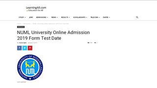 
                            10. NUML University Online Admission 2019 Form Test …