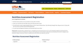 
                            8. Nutrition Assessment Registration - UTSA Campus Recreation
