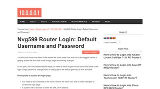 
                            8. Nvg599 Router Login: Default Username and Password