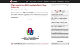 
                            7. NWU Application 2020 - Apply to North-West University ...