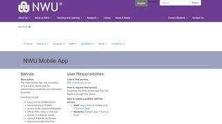 
                            8. NWU Mobile App | IT Service Catalogue | Services …