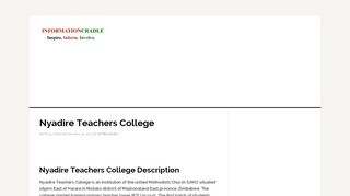 
                            7. Nyadire Teachers College - InformationCradle