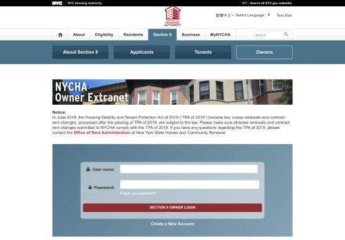 
                            6. NYCHA Owner Extranet - eapps.nycha.info