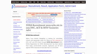 
                            7. NYKS Recruitment 2019 nyks.nic.in 225 DYC, ACT & MTS ...