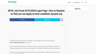 
                            3. NYSC Job Portal 2019/2020 Login Page | How to Register so ...
