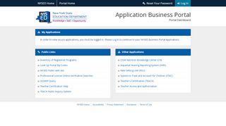 
                            4. NYSED Application Business Portal - Dashboard