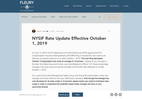 
                            6. NYSIF Rate Update Effective October 1, 2019 - fleuryrisk.com