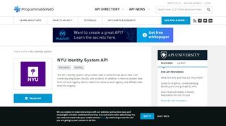 
                            4. NYU Identity System API | ProgrammableWeb