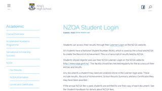 
                            2. NZQA Student Login » King's High School