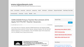 
                            8. OARS DSSSB Primary Teacher Recruitment 2018 Apply TGT PTG ...