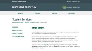 
                            8. OASIS Basics | USF Innovative Education - University of South Florida
