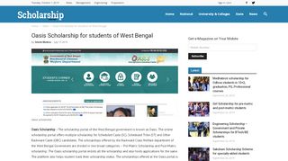 
                            7. Oasis Scholarship for West Bengal SC, ST, OBC students; Eligibility ...
