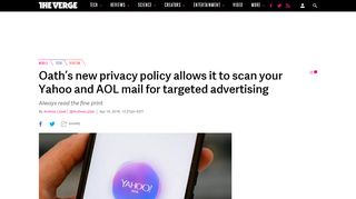 
                            4. Oath's new privacy policy allows it to scan your Yahoo and AOL mail ...