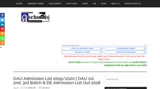 
                            5. OAU Admission List 2019/2020 |1st, 2nd, 3rd, 4th Batches & DE List