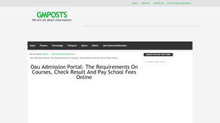 
                            7. Oau Admission Portal: The Requirements On Courses, Check Result ...