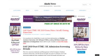 
                            6. OAU Post-UTME / DE 2019 Form, Price, Cut-off, Closing, Exam Date ...