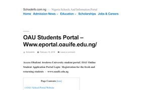 
                            8. OAU Students Portal - Www.eportal.oauife.edu.ng ...