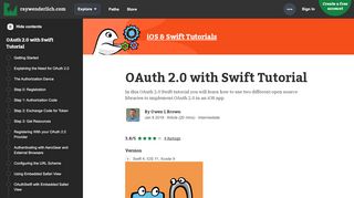 
                            1. OAuth 2.0 with Swift Tutorial | raywenderlich.com