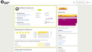 
                            9. obadis.com Bewertungen & Erfahrungen | Trusted Shops