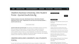 
                            3. Obafemi Awolowo University, OAU Student Portal - …