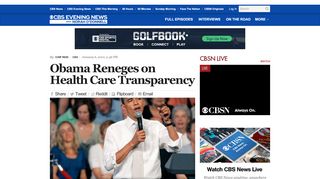 
                            1. Obama Reneges on Health Care Transparency - CBS News