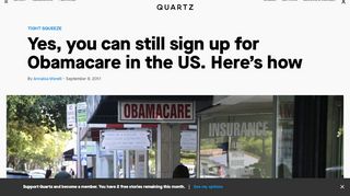 
                            1. Obamacare enrollment: How to sign up for 2018 — Quartz