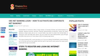 
                            4. OBC Net Banking Login - How to Activate OBC Corporate Net ...