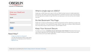 
                            7. Oberlin College Login Service - Stale Request - PRESTO