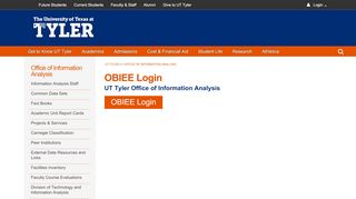 
                            5. OBIEE Login | UT Tyler Office of Information Analysis