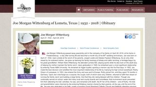 
                            9. Obituary | Joe Morgan Wittenburg of Lometa, Texas | Sneed Funeral ...