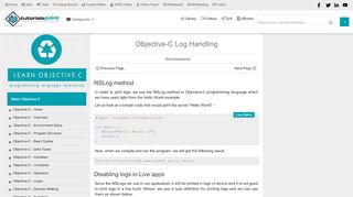 
                            9. Objective-C Log Handling - tutorialspoint.com