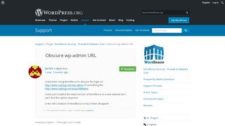 
                            3. Obscure wp-admin URL | WordPress.org