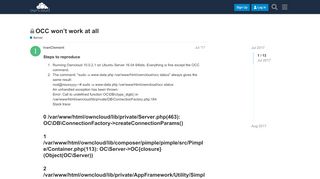 
                            7. OCC won't work at all - Server - ownCloud Central