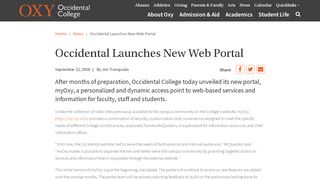 
                            5. Occidental Launches New Web Portal | Occidental College