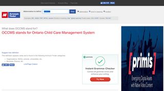 
                            5. OCCMS - Ontario Child Care Management System | AcronymFinder