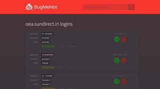 
                            9. oea.sundirect.in passwords - BugMeNot