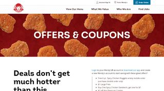 
                            5. Offers and Coupons | Wendy's