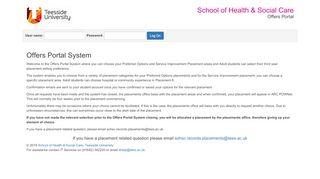 
                            9. Offers Portal :: Offers Portal - School of Health & Social Care