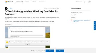 
                            6. Office 2016 upgrade has killed my OneDrive for Business ...