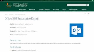 
                            11. Office 365 Enterprise Email - University of Miami Information Technology