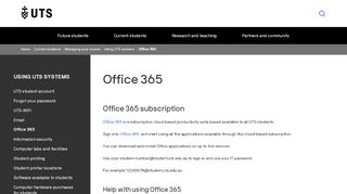 
                            4. Office 365 | University of Technology Sydney