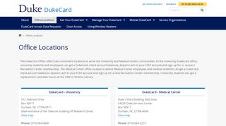 
                            4. Office Locations | DukeCard | Duke