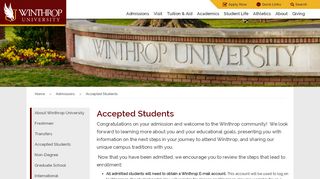 
                            6. Office of Admissions - Accepted Students - Winthrop University