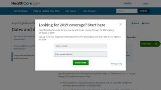 
                            3. Official Marketplace Dates and Deadlines | HealthCare.gov