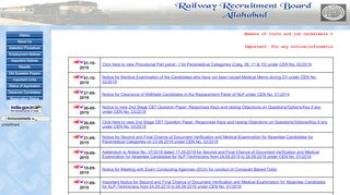 
                            5. Official website of Railway Recruitment Board Allahabad, India