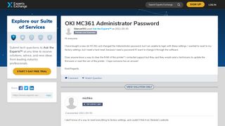 
                            3. OKI MC361 Administrator Password - Experts-Exchange